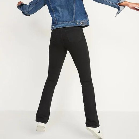 Old Navy Extra High-Waisted Button-Fly Kicker Boot-Cut Black Jeans for Women New - Picture 4 of 9